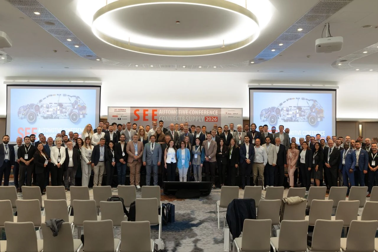 Participants gathered on stage at SEE Automotive Conference Connect & Supply 2026 in Belgrade